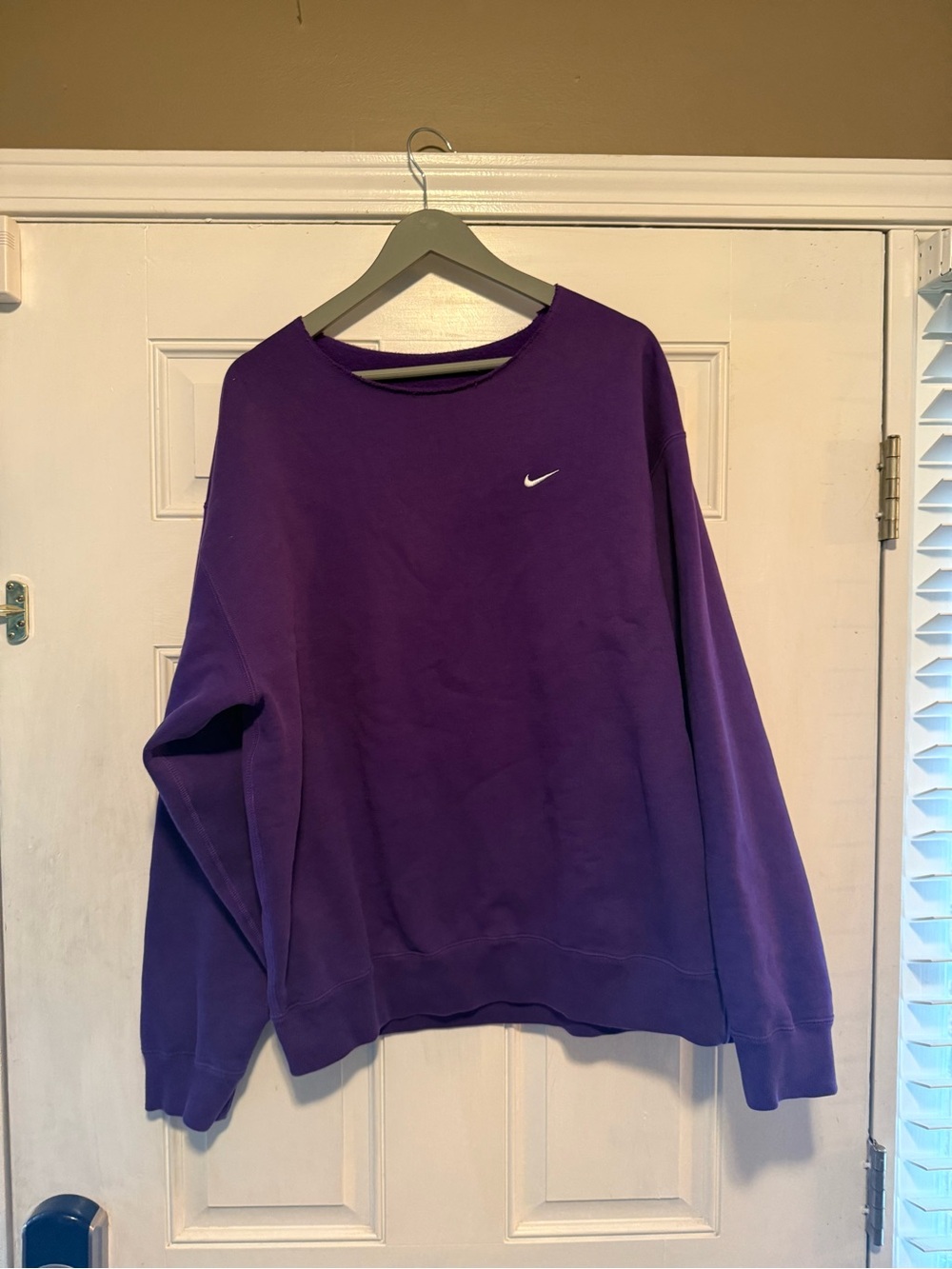 Nike Women's Purple Crew Sweatshirt with White Swoosh